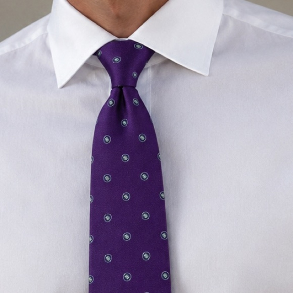 Silk Borrelli Tie in a Rich Purple with Geometric Pattern